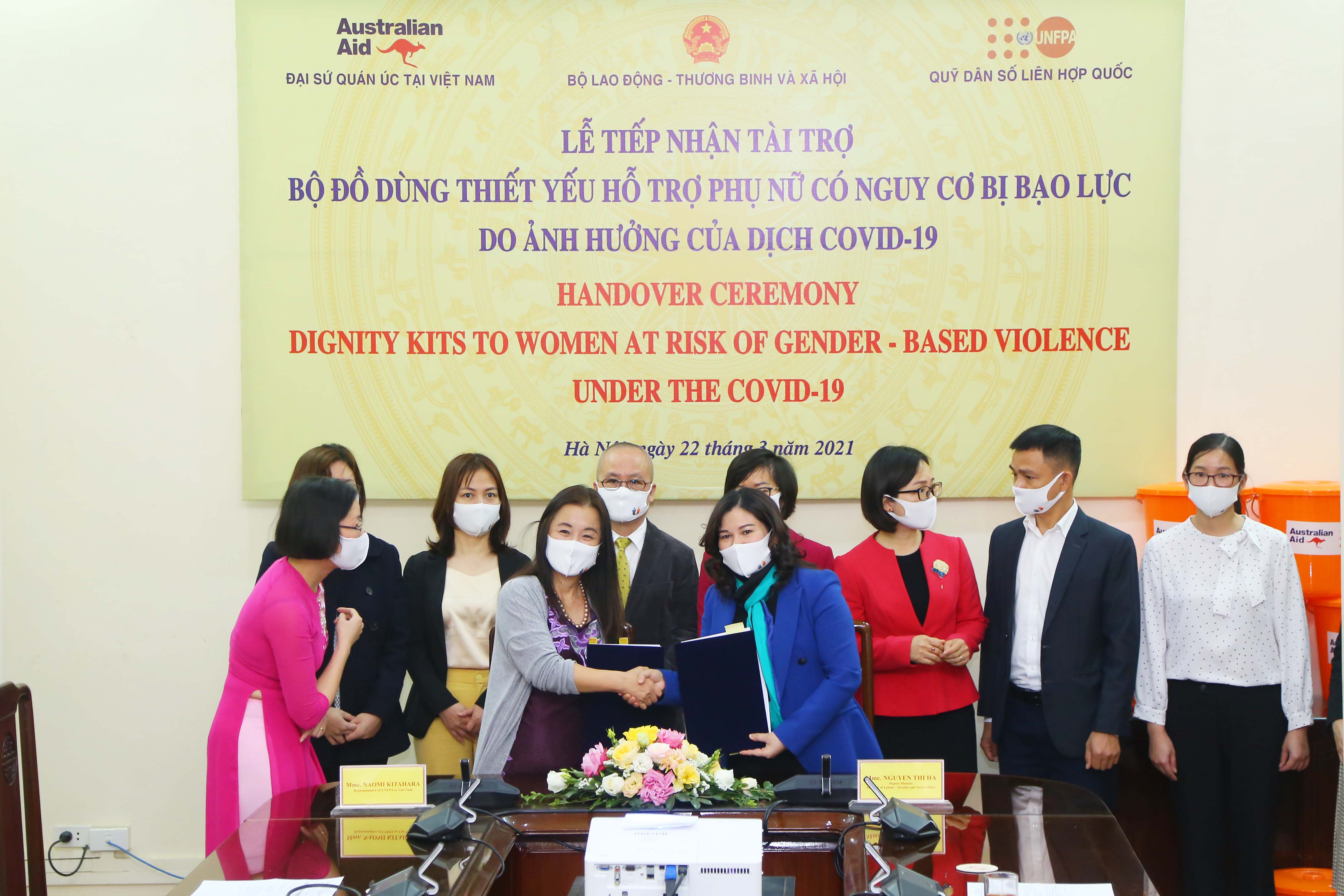 Handover ceremony dignity kits to women at risk of gender-based violence under the covid-19